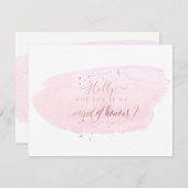 PixDezines Roze Waterverf Will Maid of Honor Kaart (Voorkant / Achterkant)