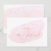 PixDezines Roze Waterverf Will Maid of Honor Kaart (Voorkant / Achterkant)
