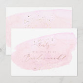 PixDezines Roze Waterverf zal u.. Bridesmaid Kaart (Voorkant / Achterkant)