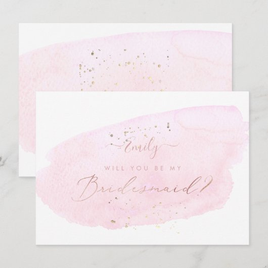 PixDezines Roze Waterverf zal u.. Bridesmaid Kaart (Voorkant / Achterkant)