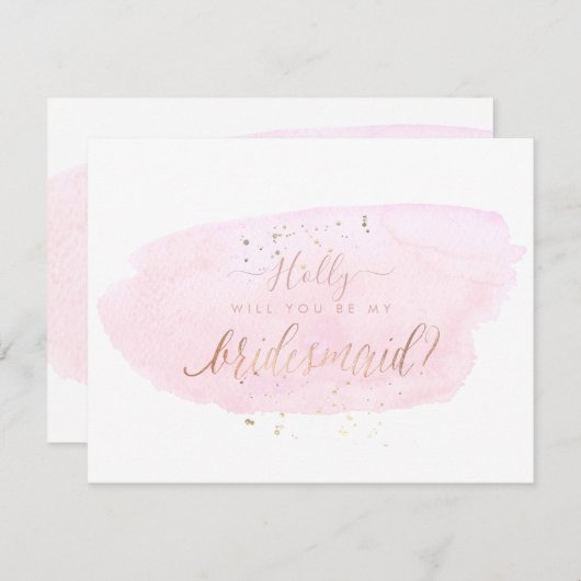 PixDezines Roze Waterverf zal u.. Bridesmaid Kaart (Voorkant / Achterkant)