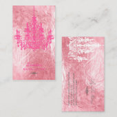 PixDezines Roze + Wit Kroonluchter/faux folie Visitekaartje (Voorkant / Achterkant)