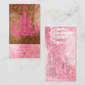 PixDezines Roze + Wit Kroonluchter/faux folie Visitekaartje (Voorkant / Achterkant)