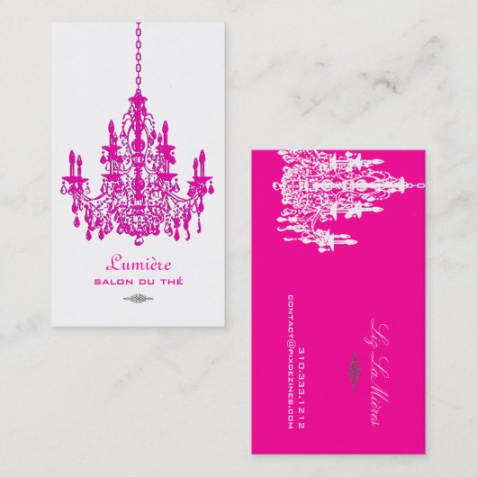 PixDezines Roze+Witte Kroonluchter/DIY achtergrond Visitekaartje (Voorkant / Achterkant)
