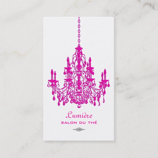 PixDezines Roze+Witte Kroonluchter/DIY achtergrond Visitekaartje (Voorkant)