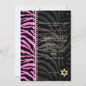 PixDezines Roze Zebra Bat Mitzvah / DIY kleur Kaart (Achterkant)