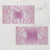 PixDezines roze zebra/champagne Visitekaartje (Voorkant / Achterkant)