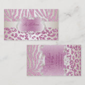 PixDezines roze zebra/luipaard/champagne Visitekaartje (Voorkant / Achterkant)