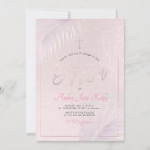 PixDezines Roze Zilveren Palmen Doop Kaart (Voorkant)