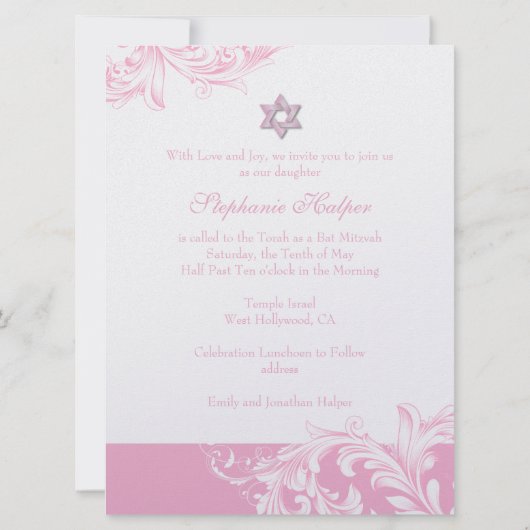 PixDezines roze zwammen/Bat Mitzvah/diy background Kaart (Achterkant)