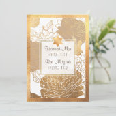 PixDezines Rozen Bat Mitzvah/Faux Gold Kaart (Staand voorkant)