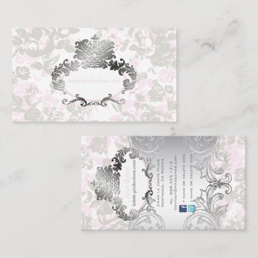 PixDezines  Rozen Bleek Roze+Grijs Visitekaartje (Voorkant / Achterkant)