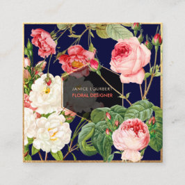 PixDezines  ROZEN BOTANICAL PRINT Vierkante Visitekaartje