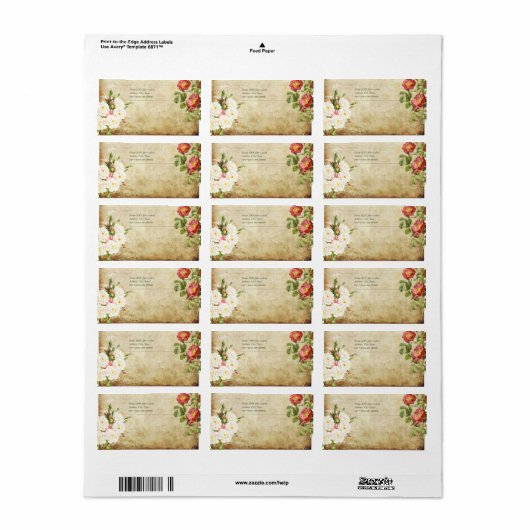 PixDezines  Rozen/Faux-perkament Etiket (Full Sheet)