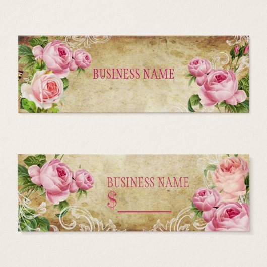 PixDezines rozen/faux perkament/prijs labels Mini Visitekaartjes (Voorkant /achterkant)