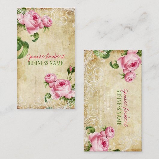 PixDezines  rozen/faux-perkament Visitekaartje (Voorkant / Achterkant)