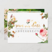 PixDezines  rozen/floral/save the date Aankondigingskaart (Voorkant / Achterkant)