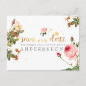 PixDezines  rozen/floral/save the date Aankondigingskaart (Voorkant)