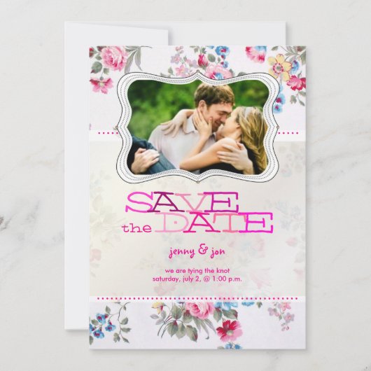 PixDezines  rozen/foto sparen de datum Save The Date (Voorkant)