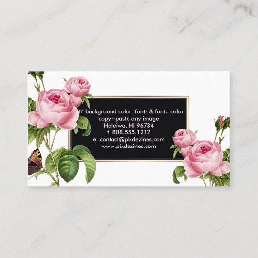 PixDezines  Rozen/Illustratie/Redoute Visitekaartje (Achterkant)