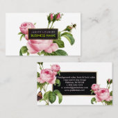 PixDezines  Rozen/Illustratie/Redoute Visitekaartje (Voorkant / Achterkant)
