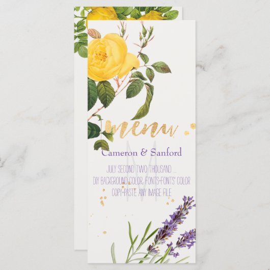 PixDezines Rozen/Lavendel/Menu Menu (Voorkant / Achterkant)