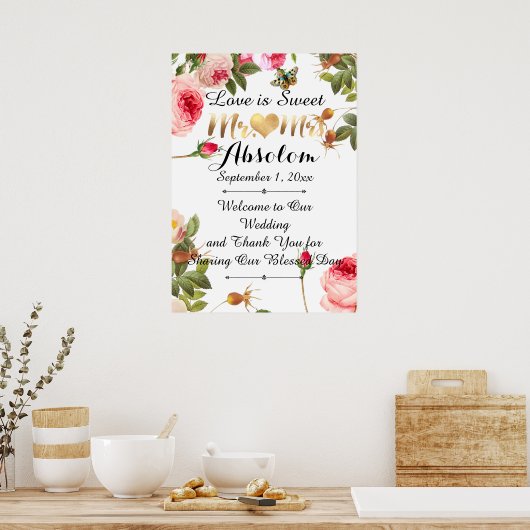 PixDezines  Rozen/Ontvangst Poster (Keuken)