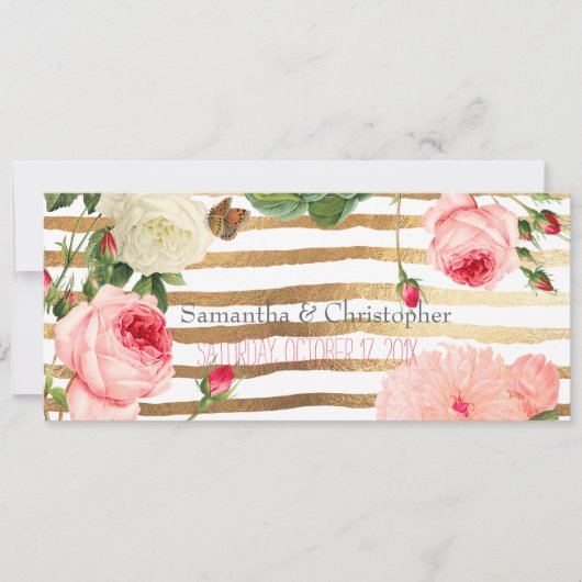 PixDezines  Rozen+Peonies/Stripes Kaart (Voorkant)