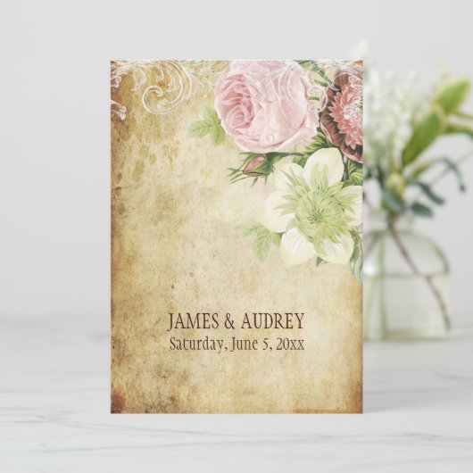 PixDezines  rozen/perkament Kaart (Staand voorkant)