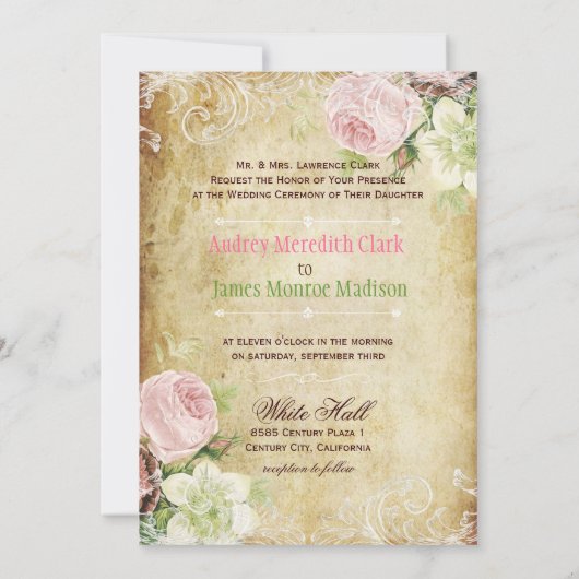 PixDezines rozen/perkament Kaart (Achterkant)