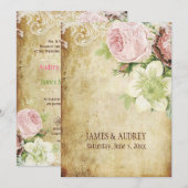 PixDezines  rozen/perkament Kaart (Voorkant / Achterkant)