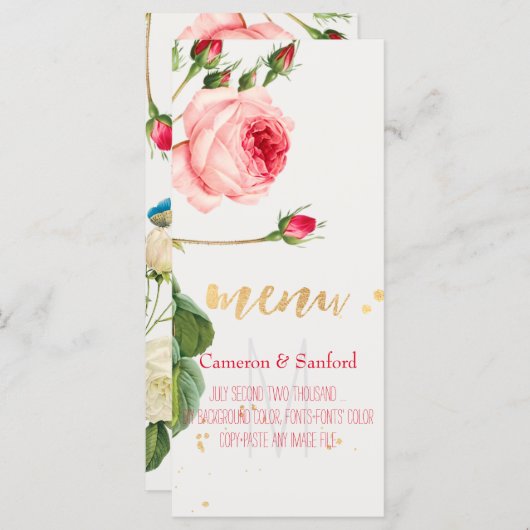 PixDezines  Rozen/pioenen/Menu Menu (Voorkant / Achterkant)