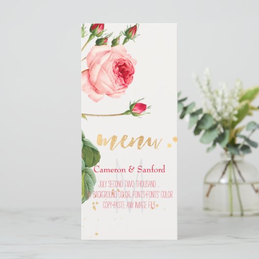 PixDezines  Rozen/pioenen/Menu Menu (Staand voorkant)