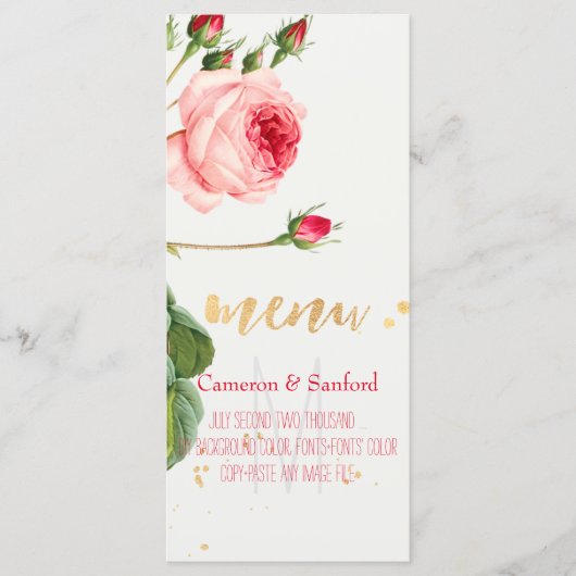 PixDezines  Rozen/pioenen/Menu Menu (Voorkant)