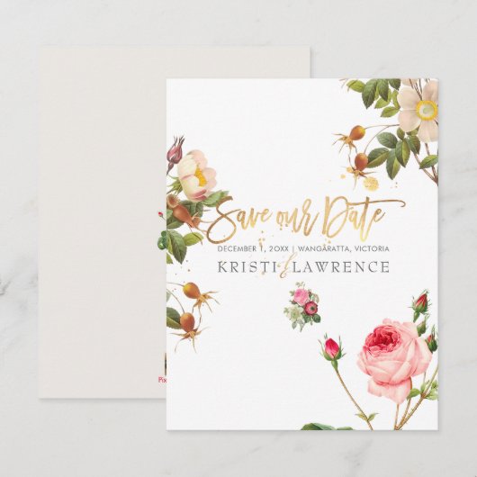 PixDezines  rozen/save our date Save The Date (Voorkant / Achterkant)