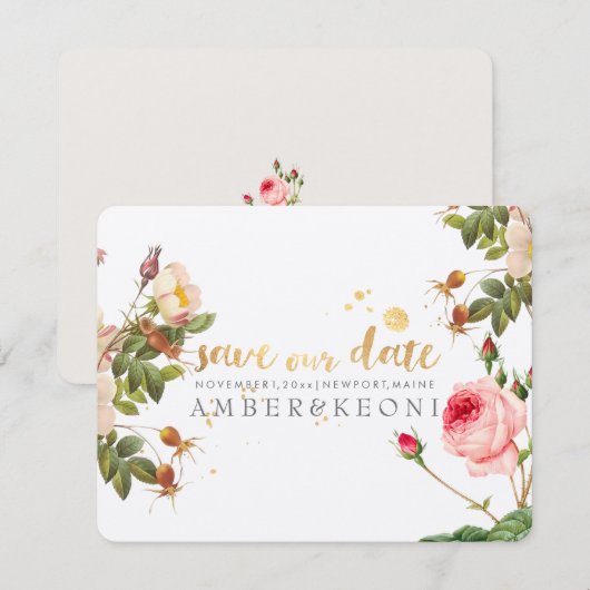 PixDezines  rozen/save our date Save The Date (Voorkant / Achterkant)