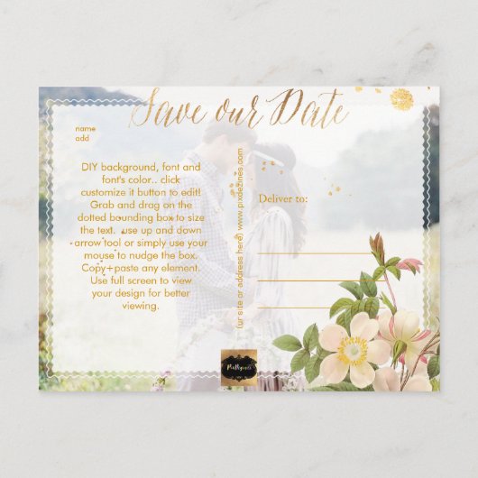 PixDezines Rozen Sla de datum op Aankondigingskaart (Achterkant)