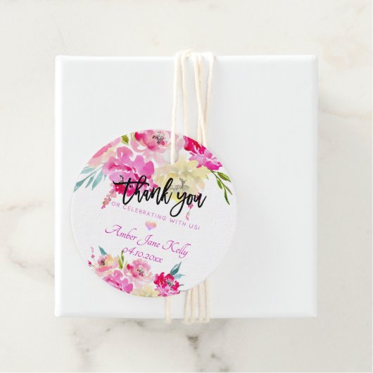 PixDezines Rozen Waterverf Bloemen Dank u Bedankjes Labels (In situ)