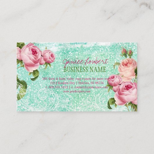 PixDezines  rozen/waterverf Visitekaartje (Achterkant)