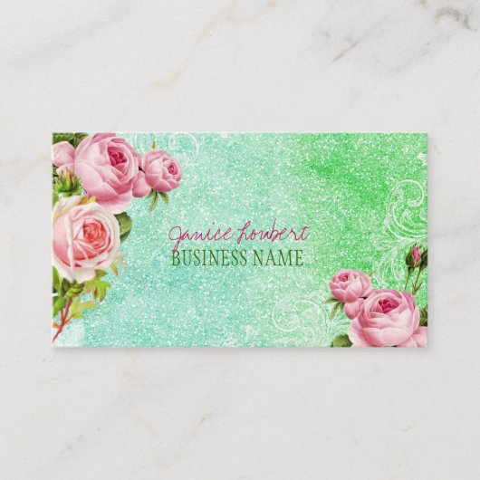 PixDezines  rozen/waterverf Visitekaartje (Voorkant)