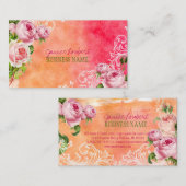 PixDezines  rozen/waterverf Visitekaartje (Voorkant / Achterkant)