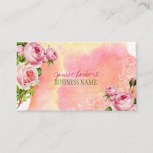 PixDezines rozen/waterverf Visitekaartje (Voorkant)