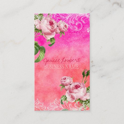 PixDezines  rozen/waterverf Visitekaartje (Voorkant)