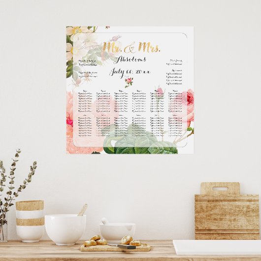PixDezines  Rozen Zitkaart Poster (Keuken)