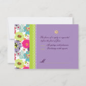 PixDezines rsvp/Alegre retro floral, Bat Mitzvah RSVP Kaartje (Achterkant)