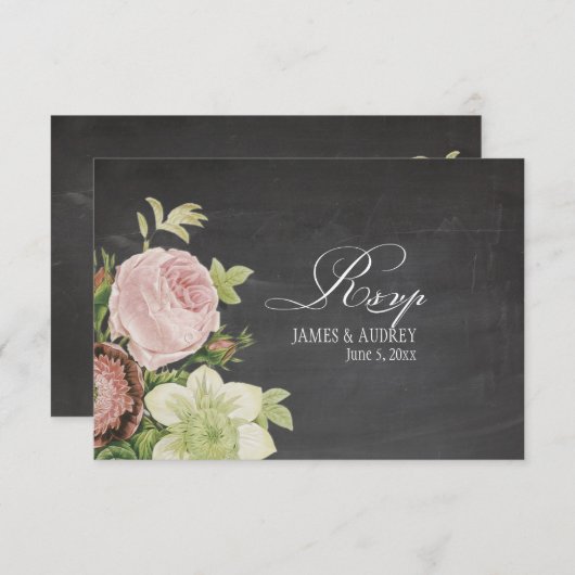 PixDezines rsvp-alkboard+ rozen RSVP Kaartje (Voorkant / Achterkant)