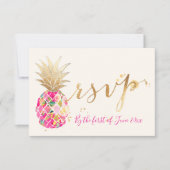 PixDezines RSVP Aloha Pink Pineapple/Gold Script (Voorkant)