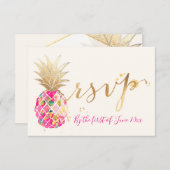 PixDezines RSVP Aloha Pink Pineapple/Gold Script (Voorkant / Achterkant)