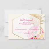 PixDezines RSVP Aloha Pink Pineapple/Gold Script Kaartje (Achterkant)