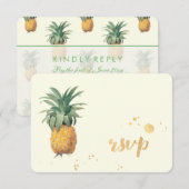 PixDezines rsvp-ananassen/goudpenseelstreken RSVP Kaartje (Voorkant / Achterkant)
